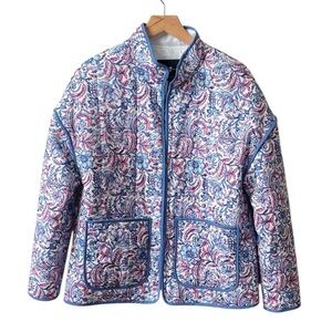 NEW 7 for all Mankind floral quilted barn jacket size M medium